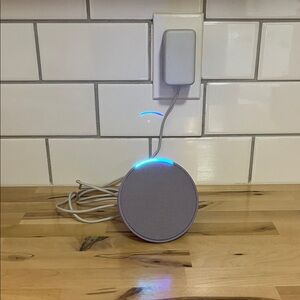 Amazon Echo Dot with charger in Lavender Bloom